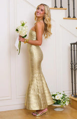 Amanda Gold Bandage Strapless Formal Maxi Dress