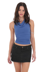 Halter Mock Neck Top in Blue