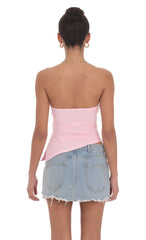 Strapless Side Slit Top in Pink