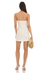 Strapless Side Ruched Dress in Ivory