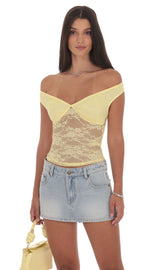 Off Shoulder Lace Top in Yellow