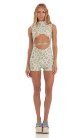 Kiwi Cutout Romper in Purple
