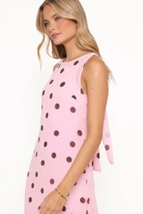 Keani Maxi Dress - Pink Polka Dot