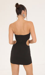 Rhinestone Cutout Dress in Black