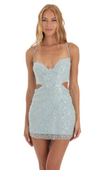 Sequin Corset Dress in Blue