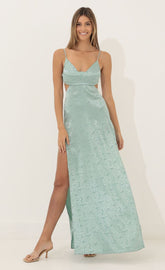 Cutout Floral Maxi in Green