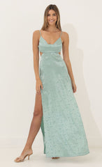 Cutout Floral Maxi in Green