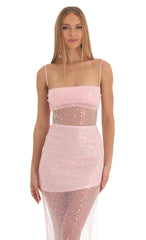 Sequin Maxi Dress in Pink