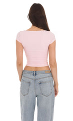Short Sleeve Crop Top in Baby Pink