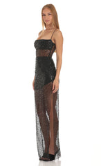 Sequin Maxi Dress in Black
