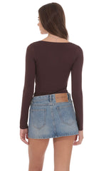 Low Rise Denim Mini Skirt in Light Blue