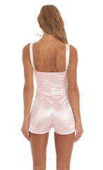 Hook and Eye Romper in Pink Swirl