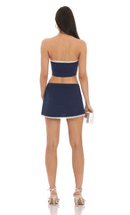 Pointed Bow Two Piece Set in Navy