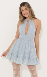 Chiffon Ruffle Dress in Blue