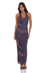 Halter Bodycon Maxi Dress in Blue