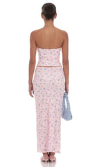 Strapless Floral Lace Two Piece Set in Pink