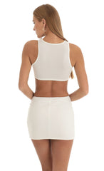 Rhinestone Reverse Sweetheart Two Piece Skirt Set in Cream