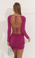 Long Sleeve Two Piece Skirt Set in Mauve