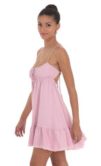 Front Tie Babydoll Dress in Pink