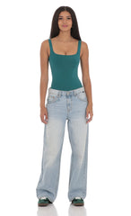 Basic Tank Bodysuit in Teal
