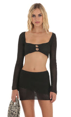 Crochet Two Piece Set in Black
