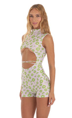 Kiwi Cutout Romper in Purple