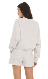 Embroidered Lucy in the Sky Shorts in Grey
