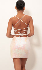 Sequin Dress in Pink Iridescent