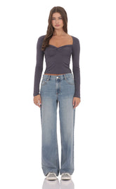 Mid Rise Baggy Jeans in Faded Blue