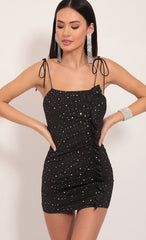 Vertical Frill Dress in Twinkling Black