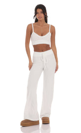 Fuzzy Straight Pants in White