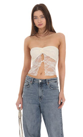 Strapless Lace Top in Cream