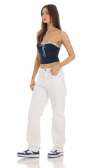 Straight Cargo Jeans in White