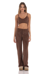 Fuzzy Straight Pants in Brown