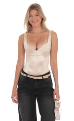 Satin Bodysuit in Champagne