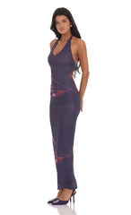 Halter Bodycon Maxi Dress in Blue