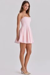 Pink Cotton Flared Mini Sundress