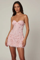 Embellished Bandeau A-Line Mini Dress In Ballet Pink