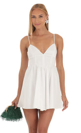 Corset Fit and Flare Dress in White