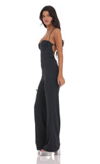 Open Back Bodycon Jumpsuit in Black