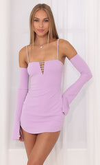 Crepe Rhinestone Dress in Purple