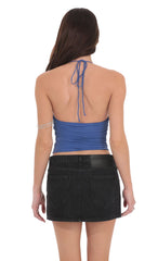 Halter Mock Neck Top in Blue