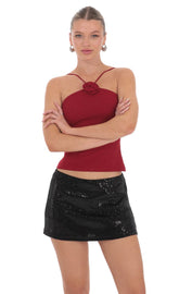 Sequin Mini Skort in Black