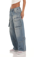 Baggy Cargo Jeans in Denim