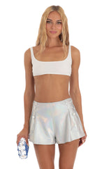 Iridescent Two Piece Set in Silver and White
