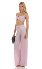 Pleated Shimmer Two Piece Set in Pink