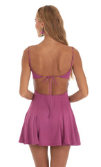Ruched A-line Dress in Magenta