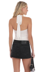 Low Rise Denim Mini Skirt in Black