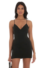 Bow Tie Bodycon Dress in Black