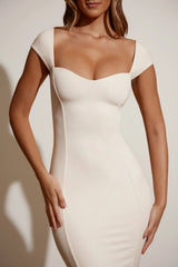 Modal Sweetheart-Neck Cap-Sleeve Midaxi Dress In Ivory